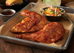 HARVESTLAND® TENDERREADY® Quartered Chicken Barbecued with Cornbread and Mango-Jicama Slaw