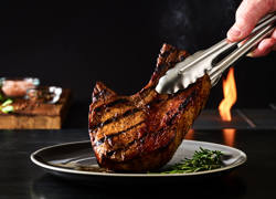 Grilled Bone-In Pork Chop With Smoky Scotch Maple Glaze & Aromatic Spice Crust